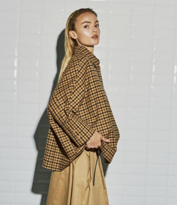Wblmadison check bat shirt Camel check