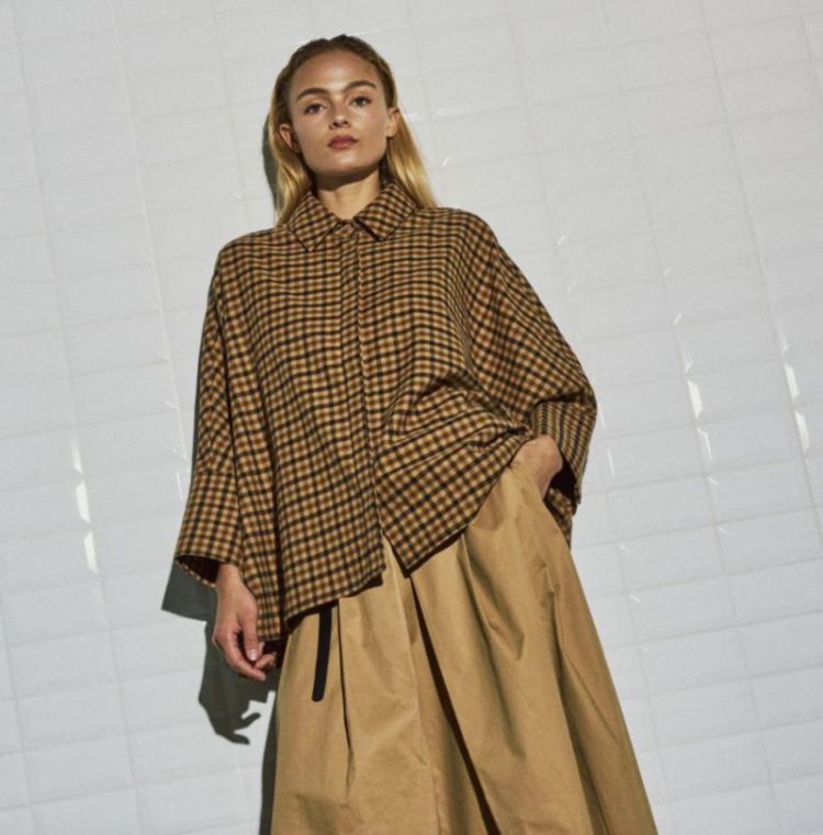 Wblmadison check bat shirt Camel check
