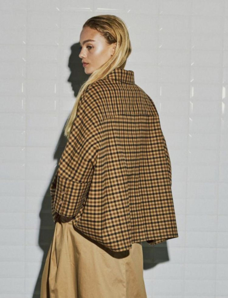 Wblmadison check bat shirt Camel check