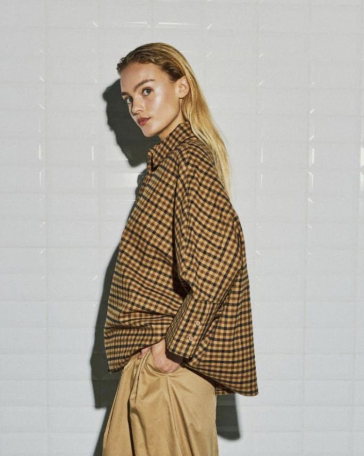 Wblmadison check bat shirt  Camel check 