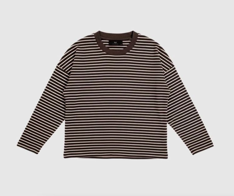 Wbldomu ls tee Brown white str