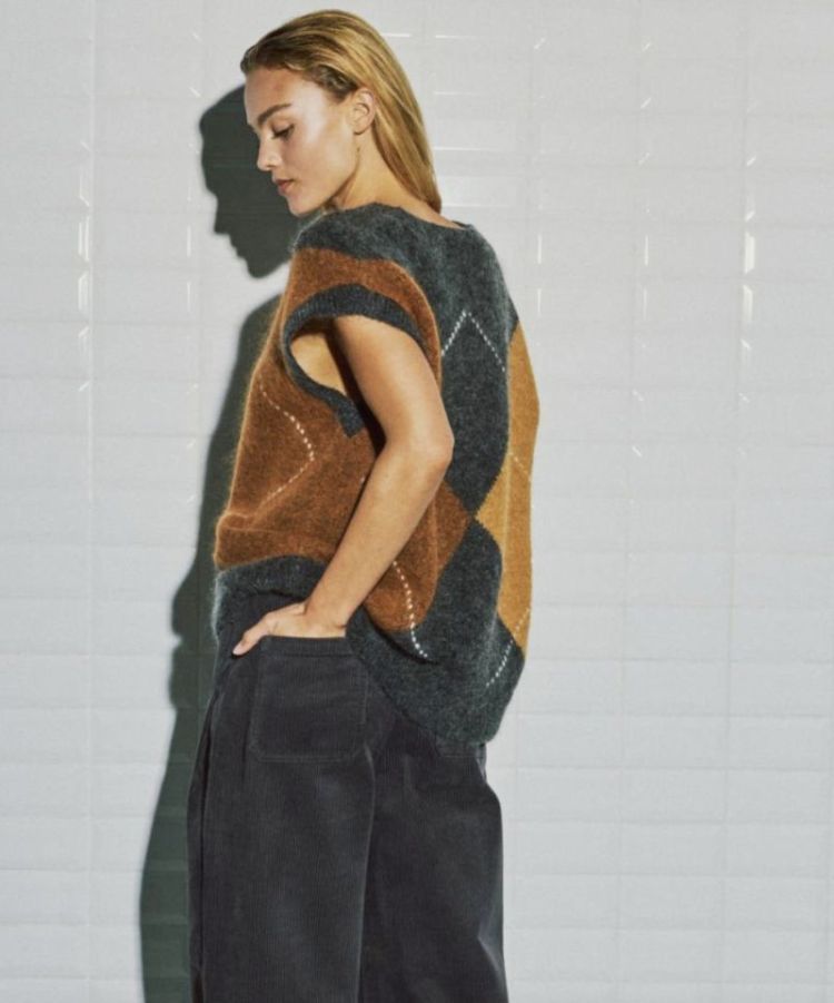 Wblvenus harlekin waistcoat Desert camel ha