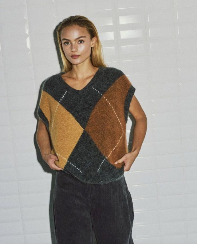 Wblvenus harlekin waistcoat Desert camel ha