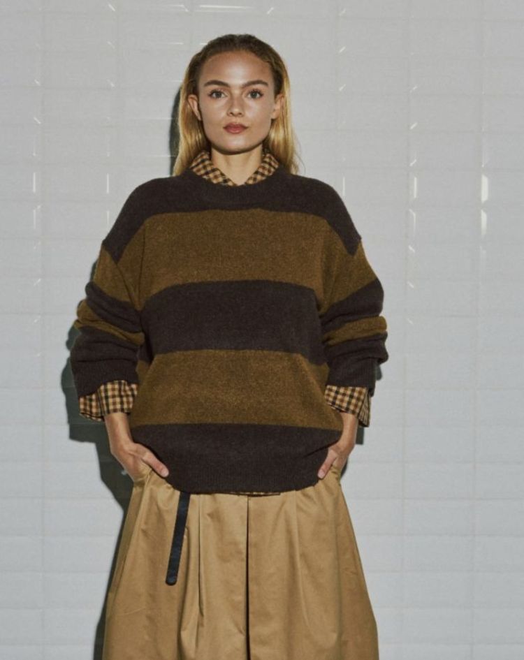 Wbliza ls stripe pullover Brown camel