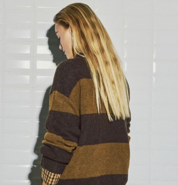 Wbliza ls stripe pullover Brown camel