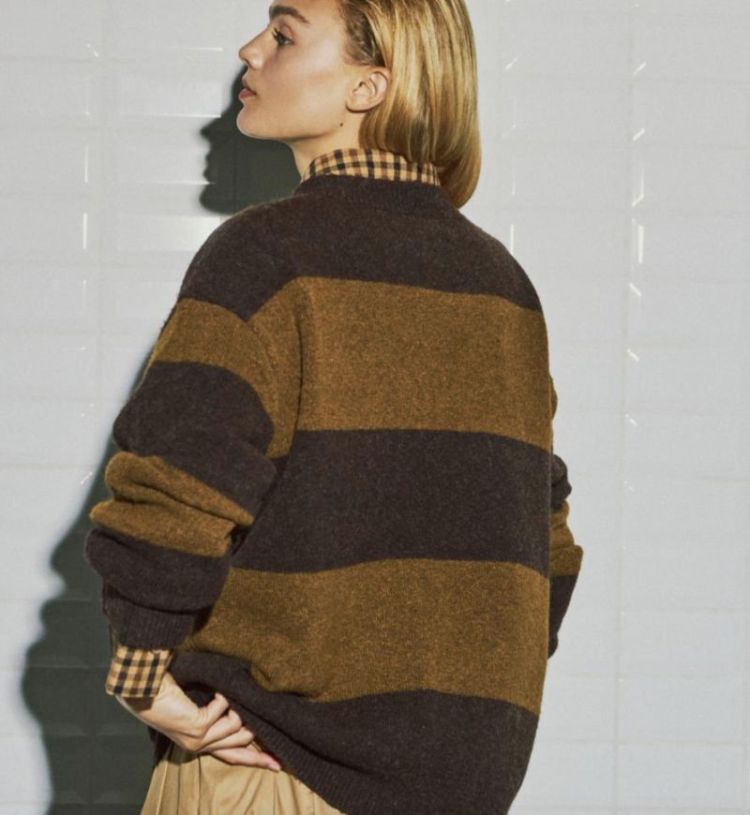 Wbliza ls stripe pullover Brown camel
