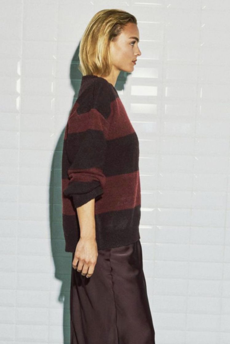 Wbliza ls stripe pullover Wine stripe