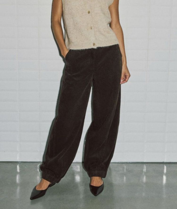 Wblbelini cord barrel pant Dark brown