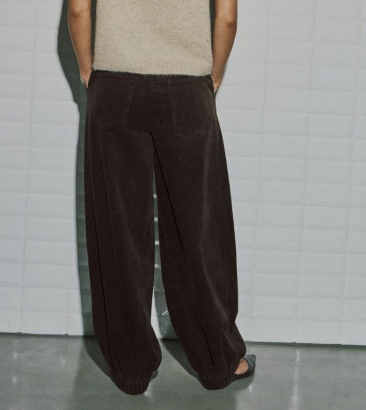Wblbelini cord barrel pant Dark brown
