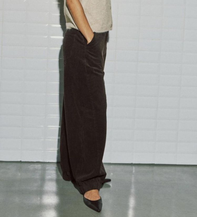 Wblbelini cord barrel pant Dark brown