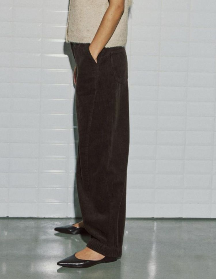 Wblbelini cord barrel pant Dark brown