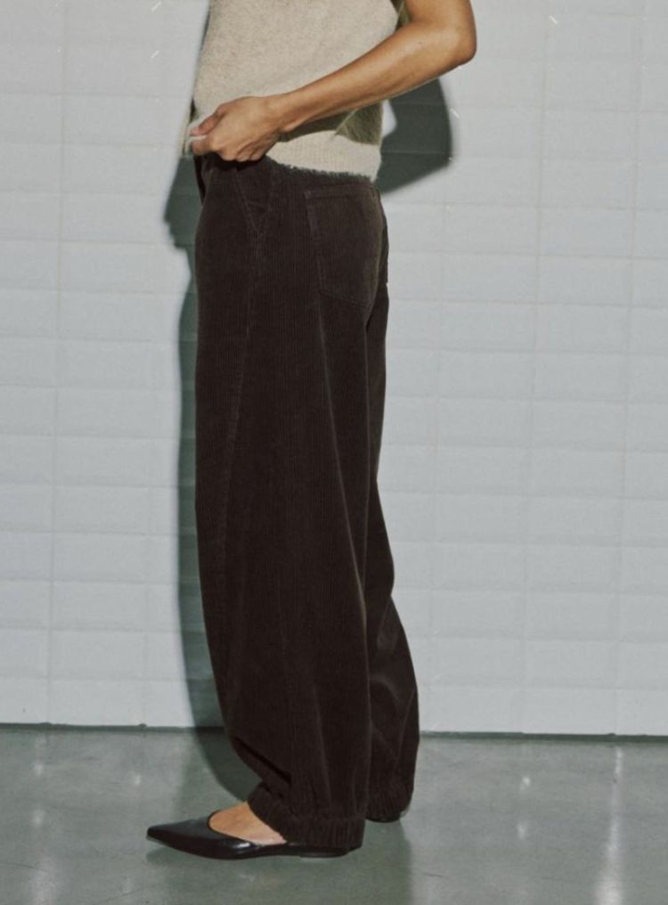 Wblbelini cord barrel pant  Dark brown 