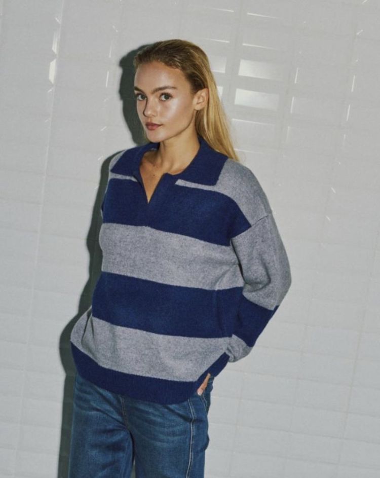 Wbliza ls henley pullover Blue grey strip