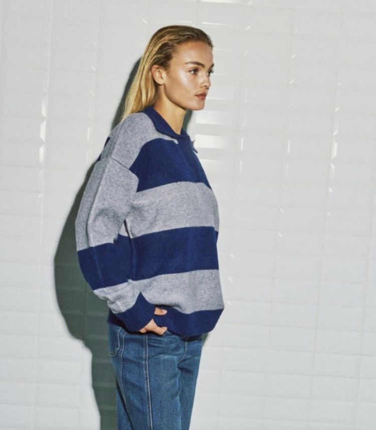 Wbliza ls henley pullover Blue grey strip