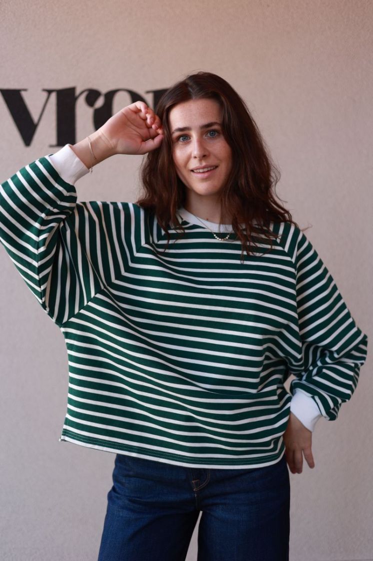 Flori stripe sweat  Green bold stri