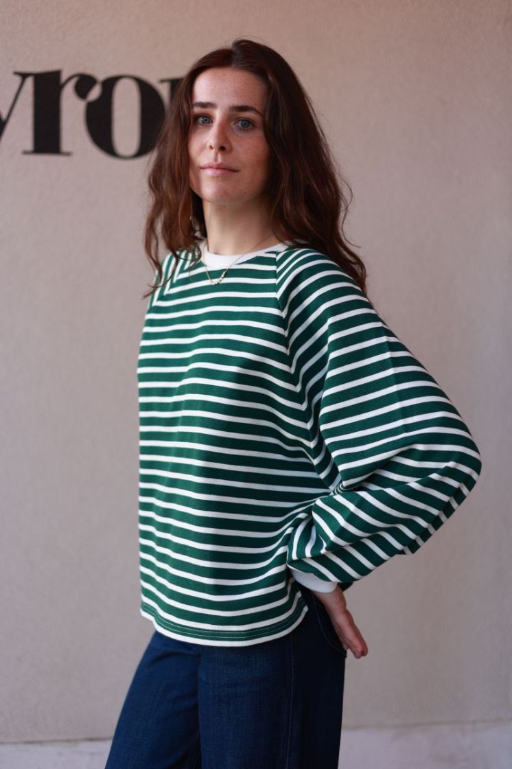 Flori stripe sweat  Green bold stri