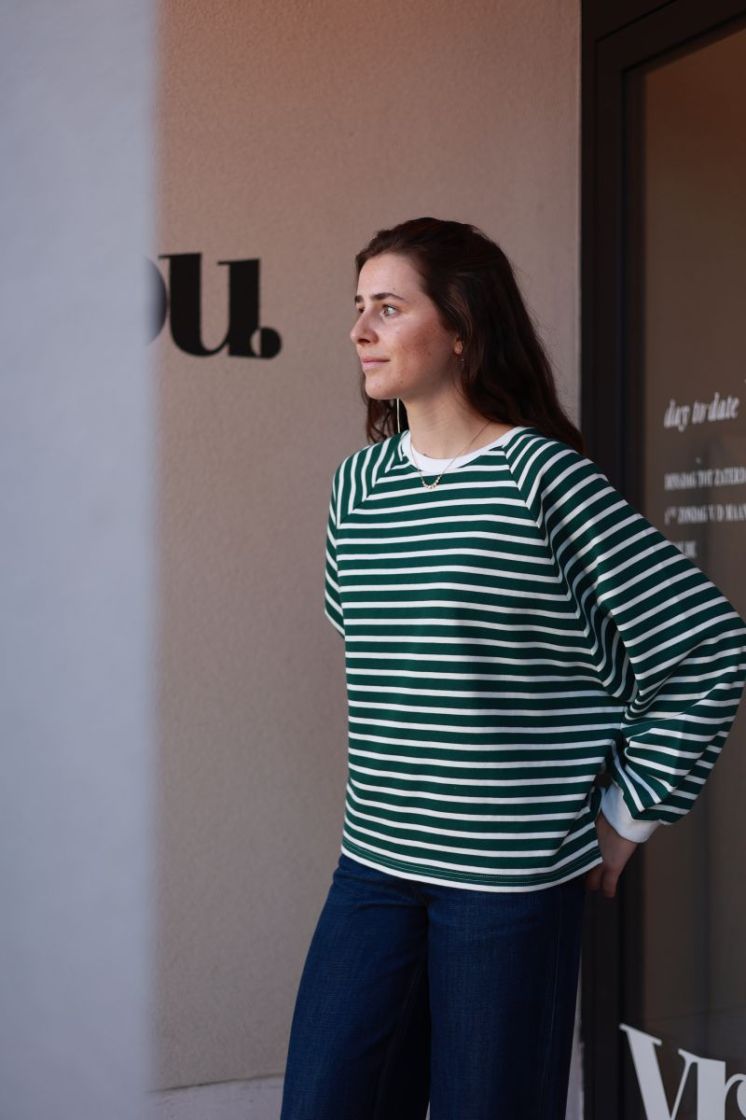 Flori stripe sweat  Green bold stri