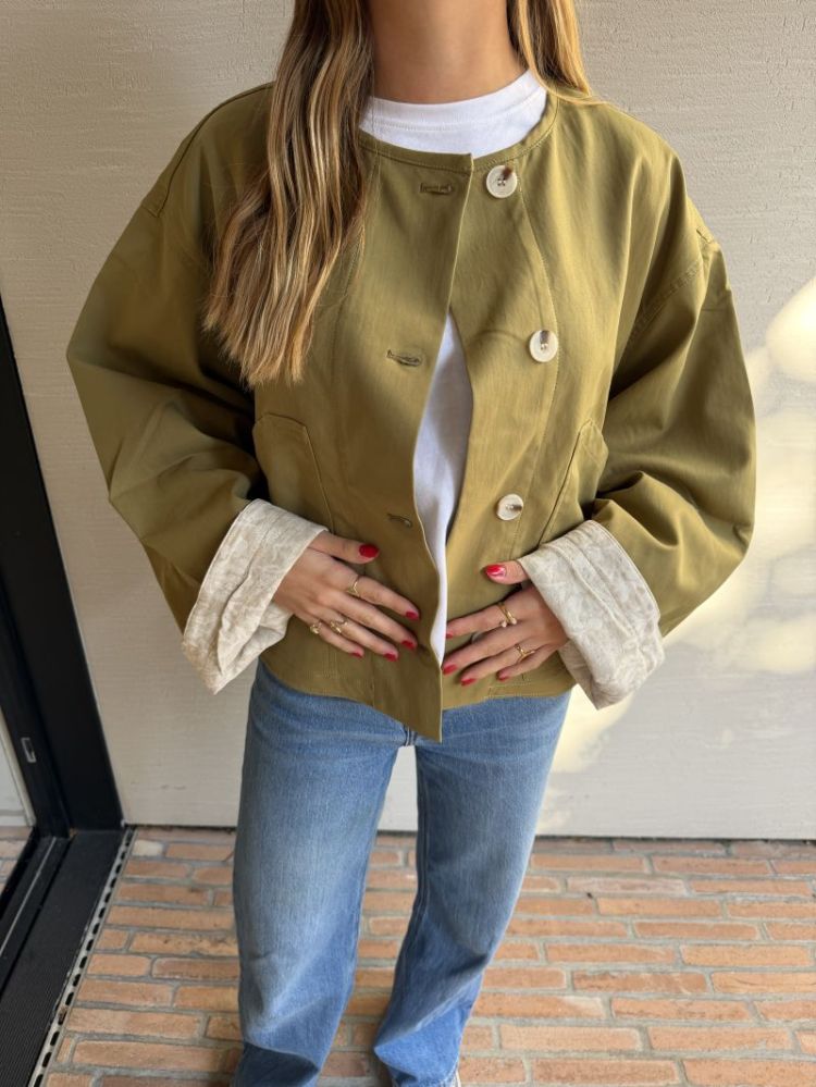 Veste courte ML bord boutons Light kaki