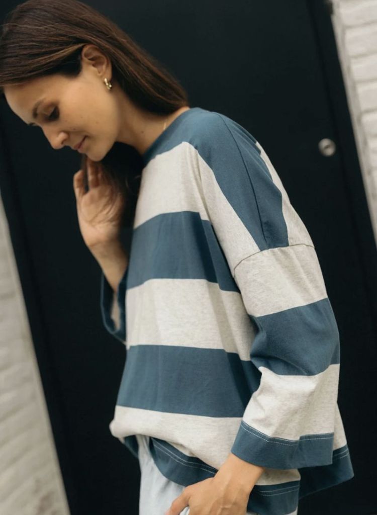 Claudia longsleeve Petrol / grey s