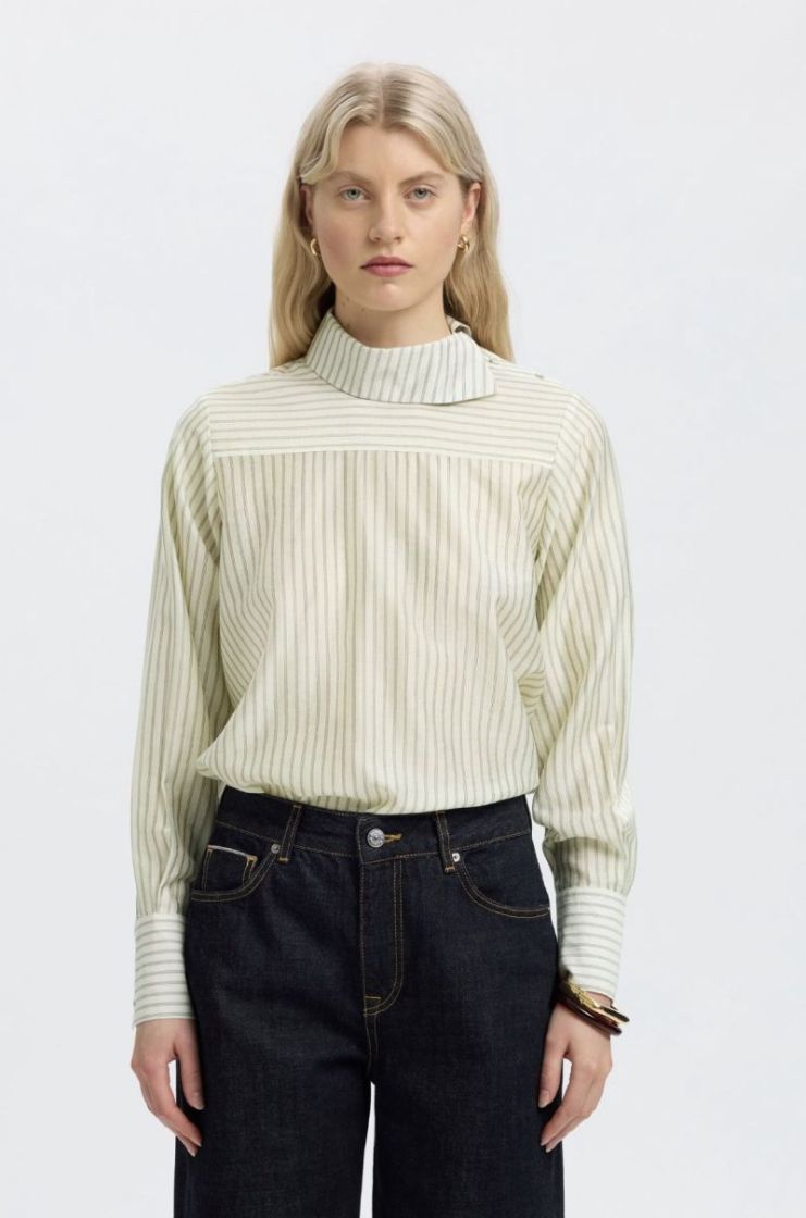 Slwconnie ls relaxed top  Egret stripes