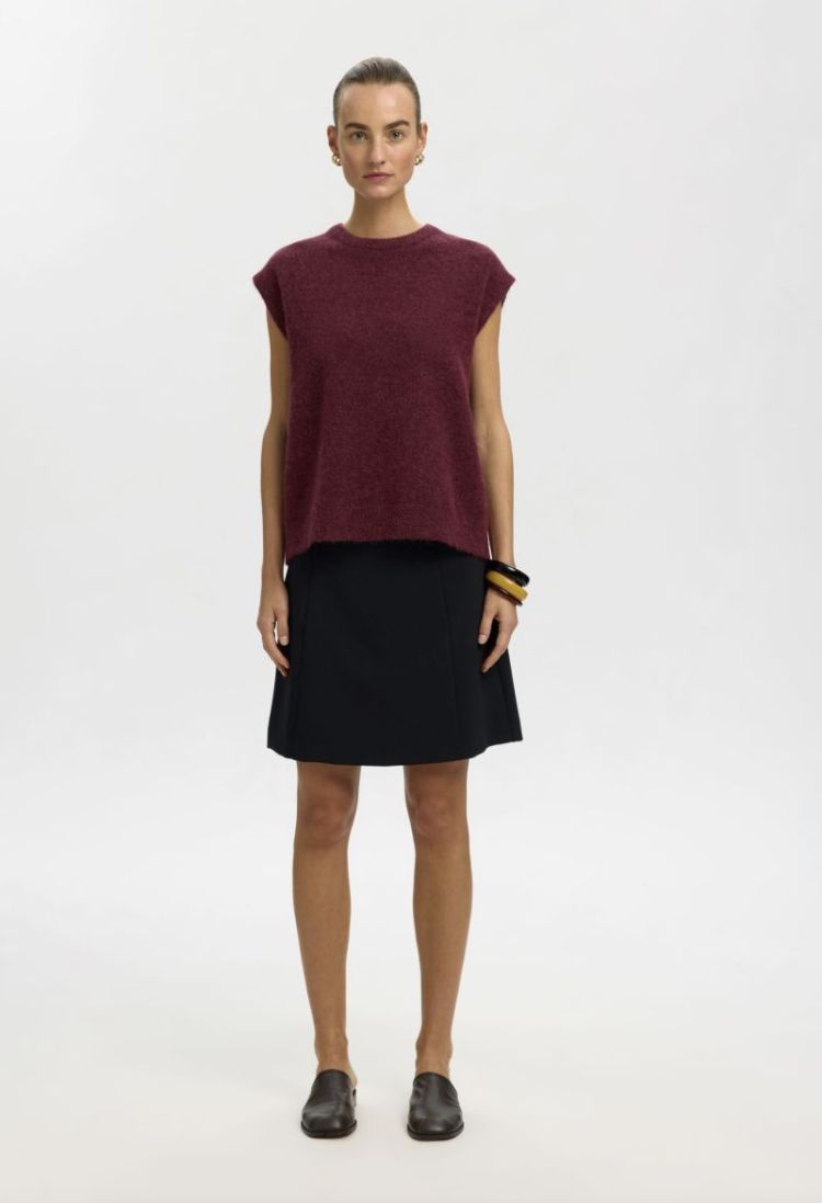 Slwlulu LS knit vest noos Tawny port mela