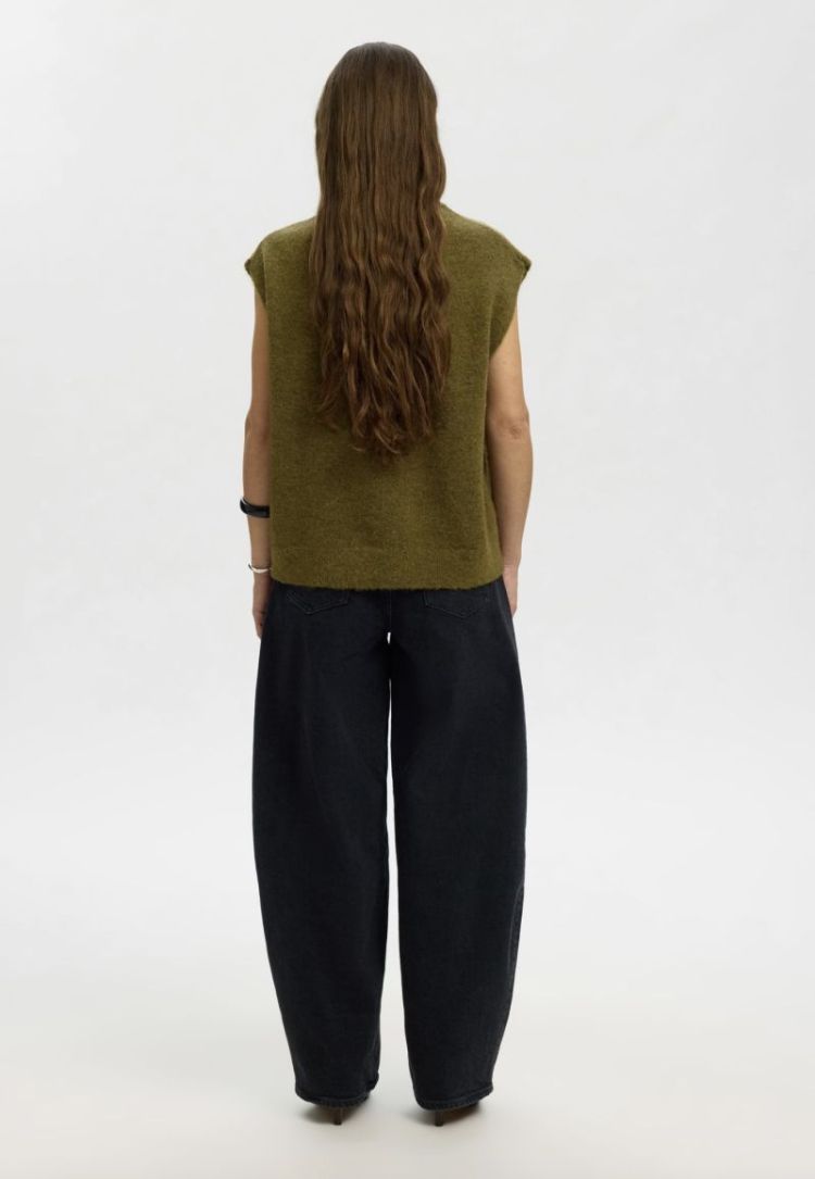 Slwlulu LS knit vest noos Fir green / sno