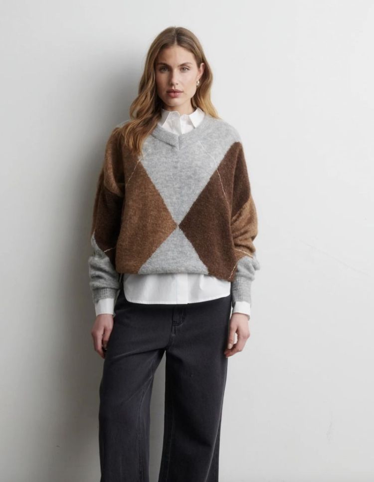 Forca knit v-neck Ligth grey mela