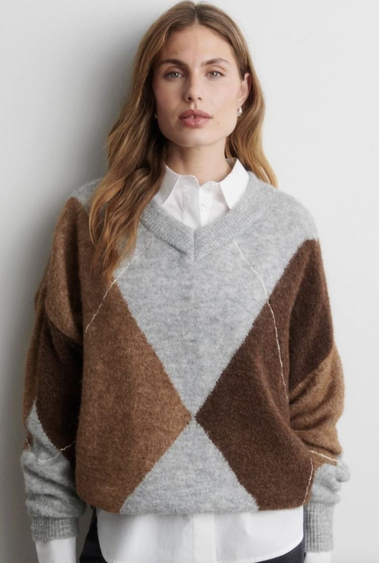 Forca knit v-neck Ligth grey mela