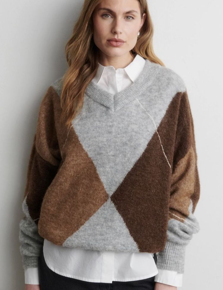 Forca knit v-neck Ligth grey mela