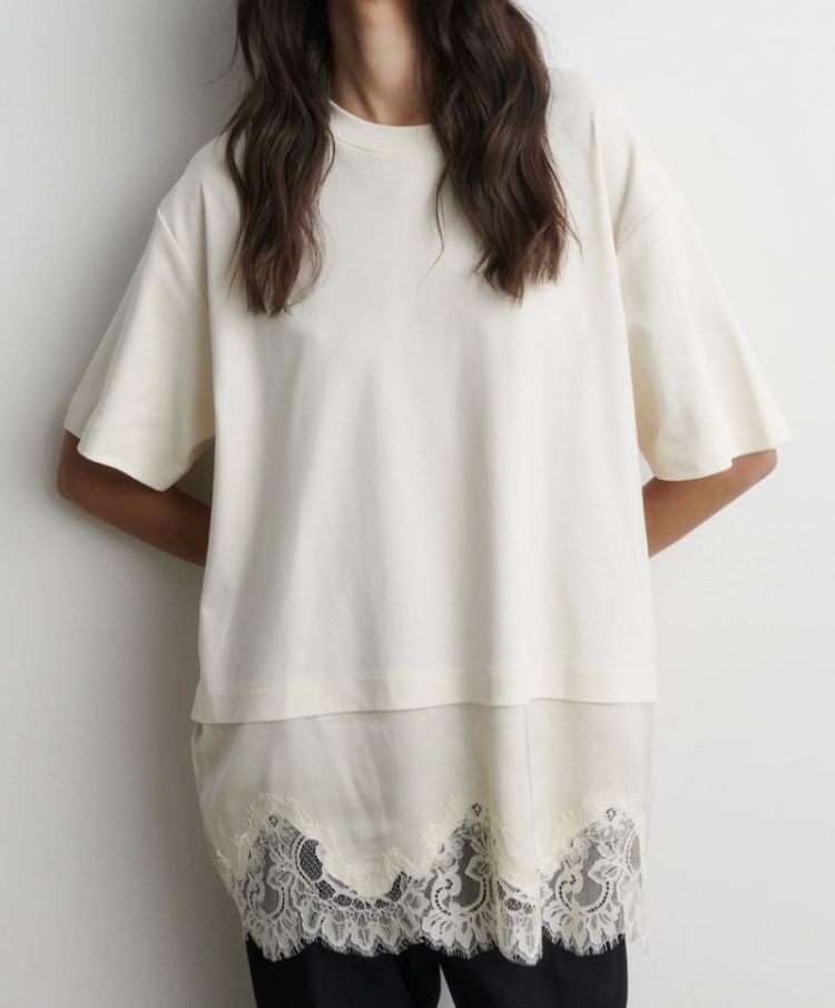 Vaccara lace tee Egret