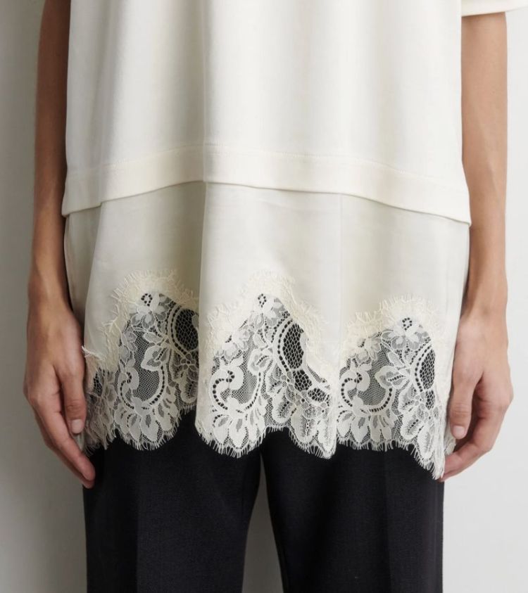 Vaccara lace tee Egret