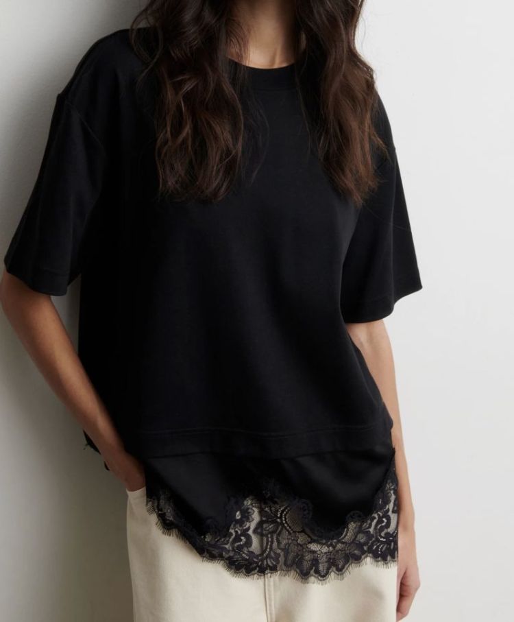 Vaccara lace tee Black