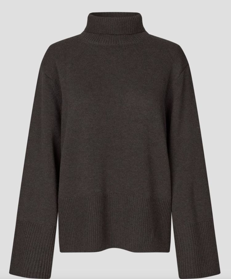 Alpha knit T-neck Dark brown mela