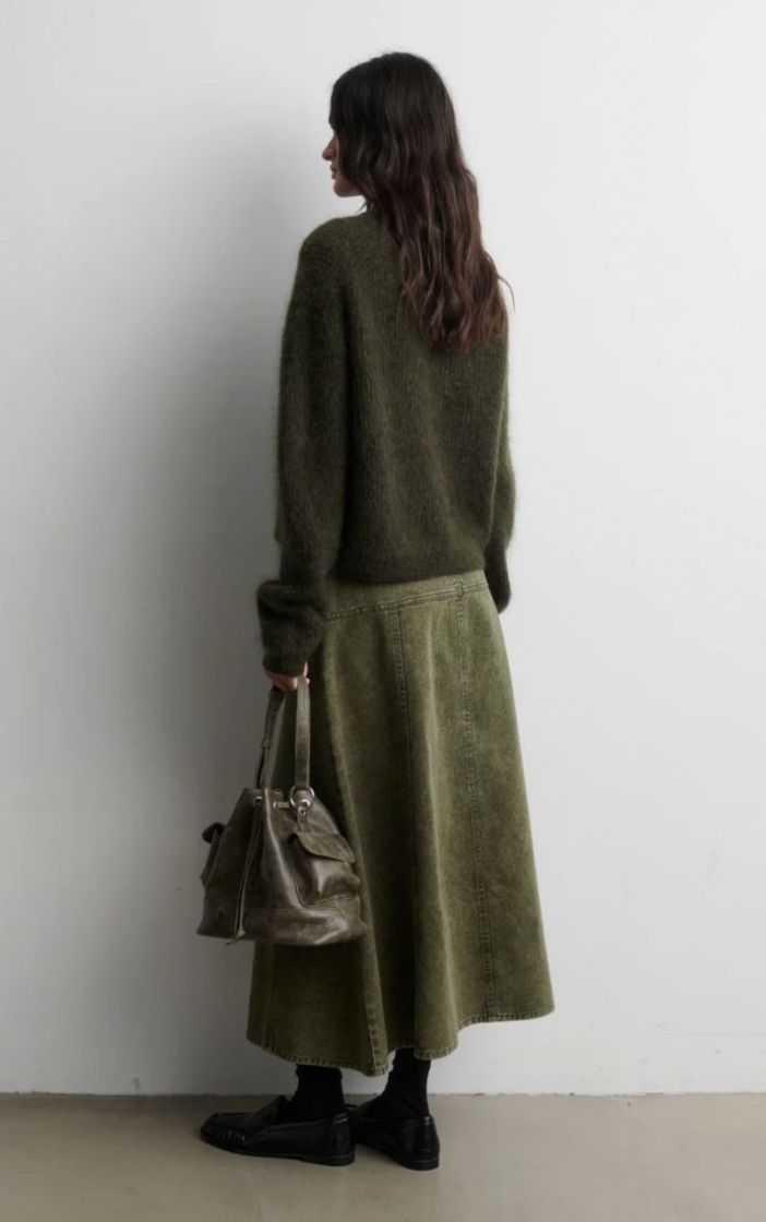 Andreaz knit rib LS cardigan Black olive