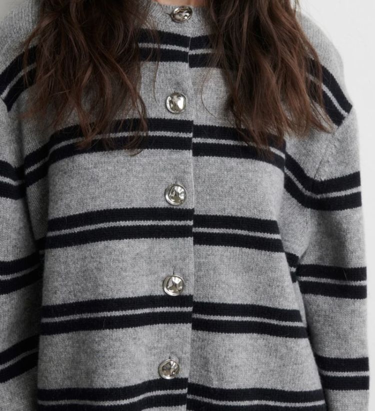 Alphaline LS knit cardigan Mid grey melang