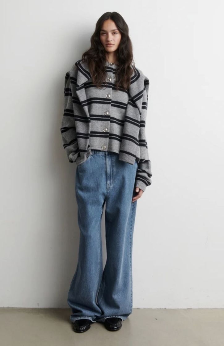 Alphaline LS knit cardigan Mid grey melang