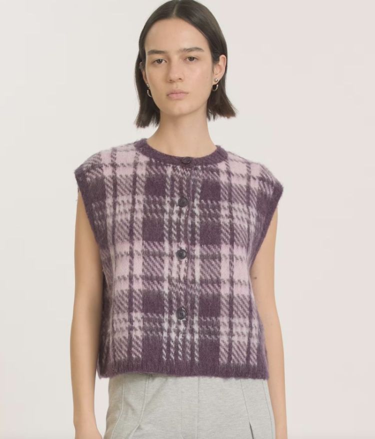 Ellison knit vest (check jacq) Check plum pea
