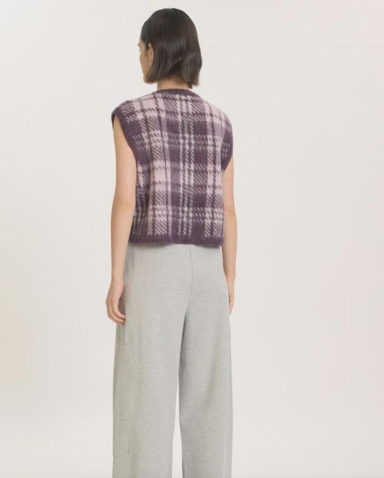 Ellison knit vest (check jacq) Check plum pea