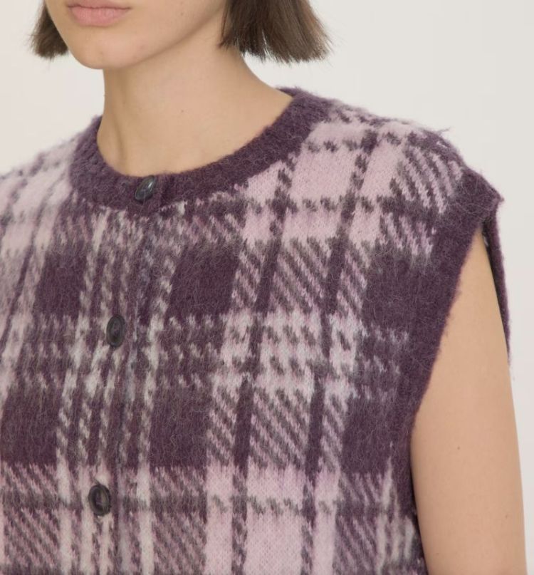 Ellison knit vest (check jacq) Check plum  pea
