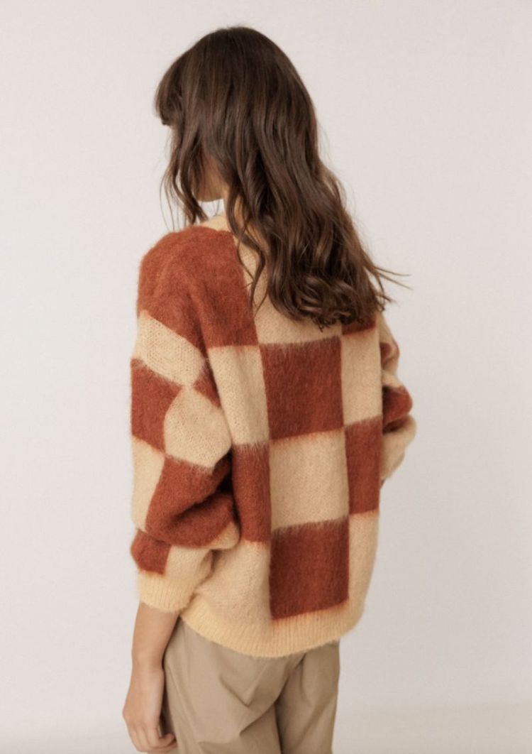 Brushed - effect plaid Grapefruit