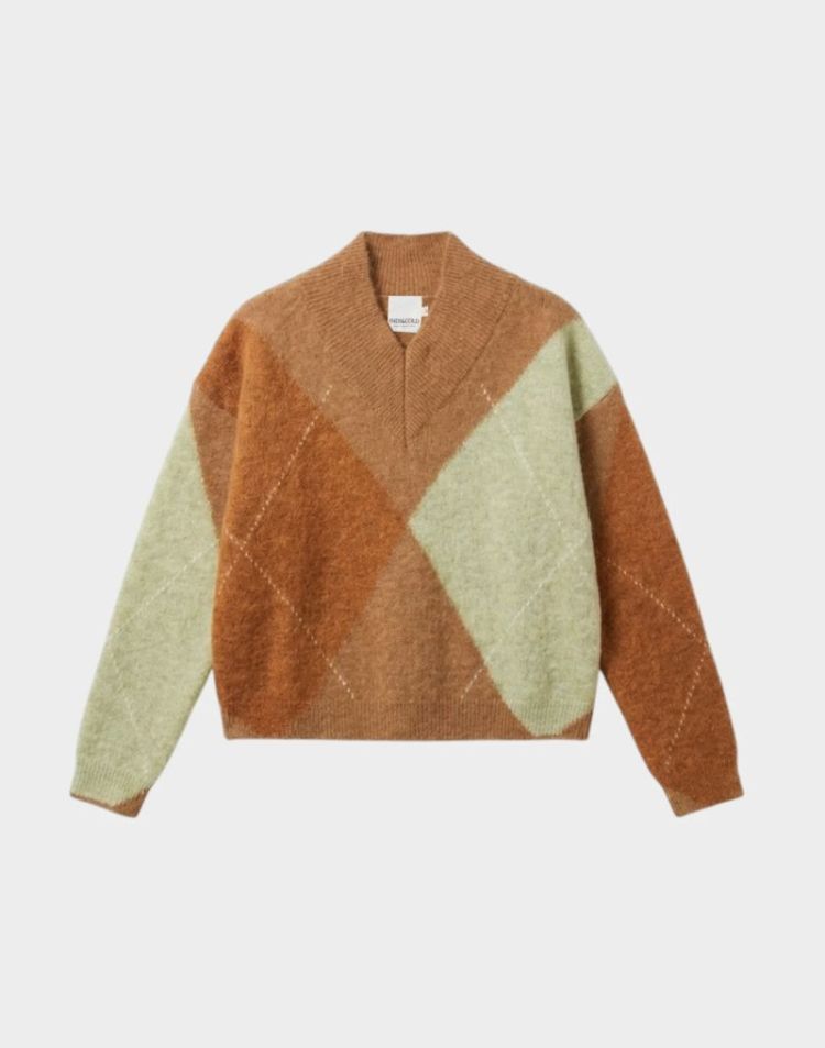 Alpaca maxi-diamond intarsia s camel