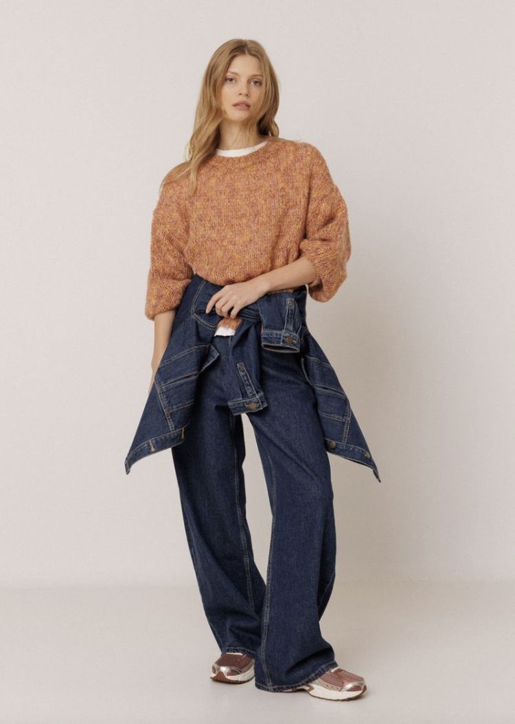 Decorative melange sweater Pink
