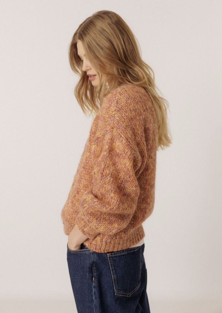 Decorative melange sweater Pink