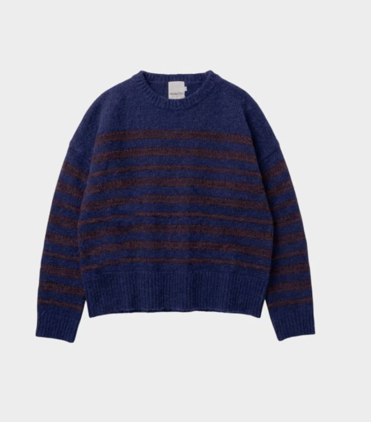 Jacquard striped pullover Klein blue