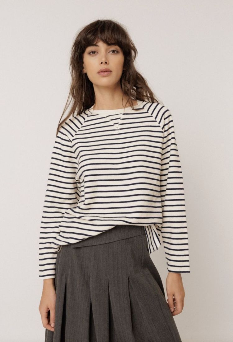 Striped terrycloth sweatshirt Indigo blue