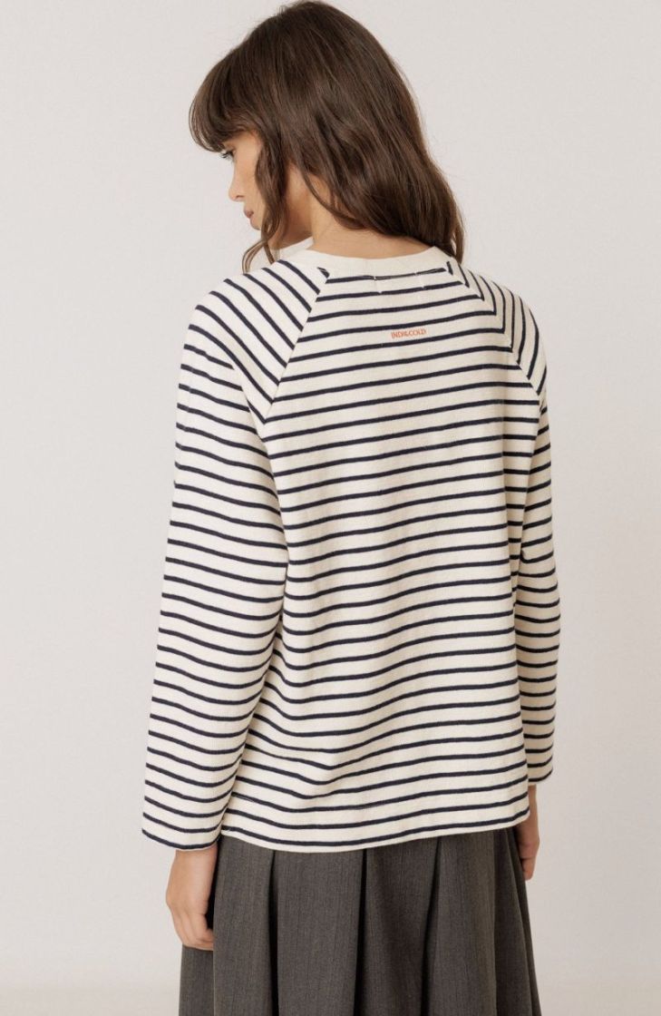 Striped terrycloth sweatshirt Indigo blue