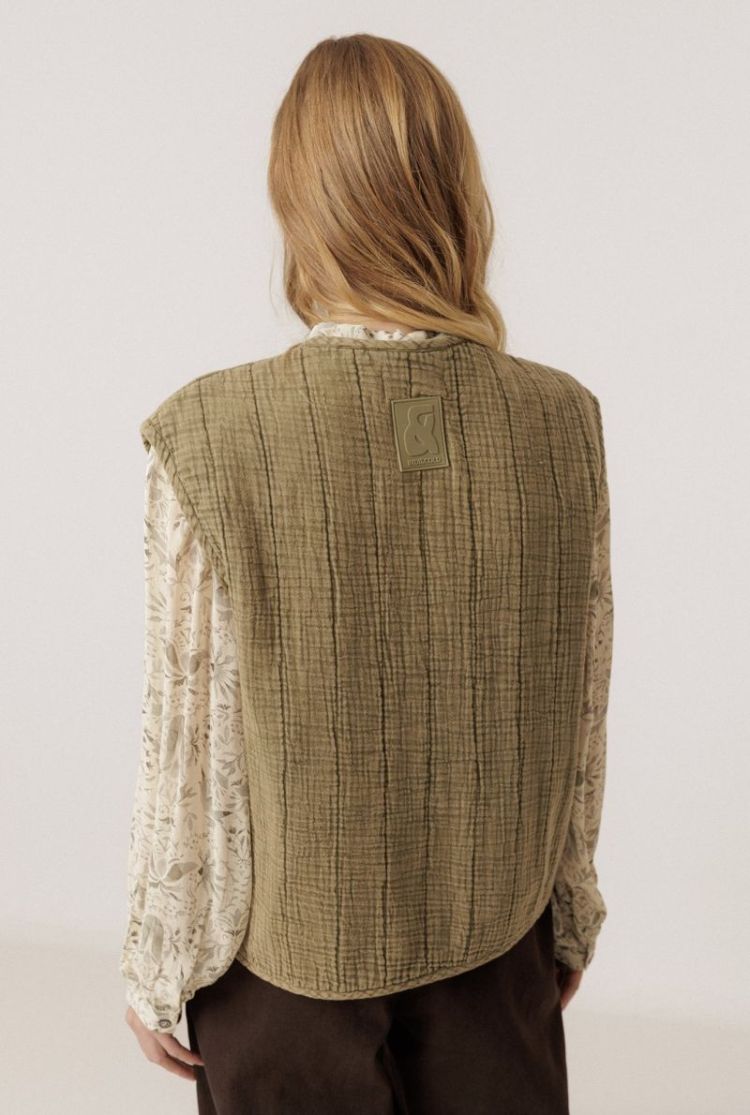 Rib knit vest with merino  Khaki