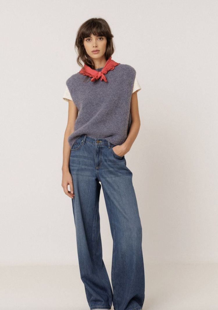 Boxy vest with mohair Ocean