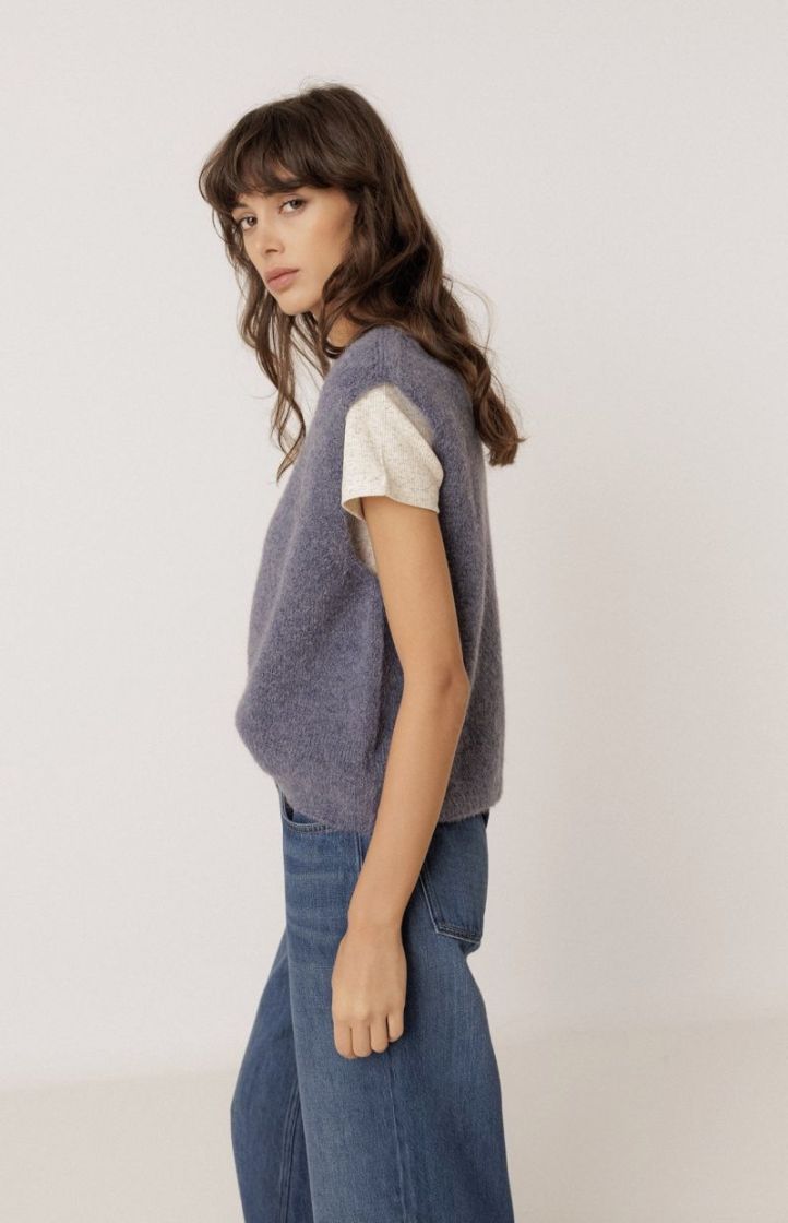 Boxy vest with mohair Ocean