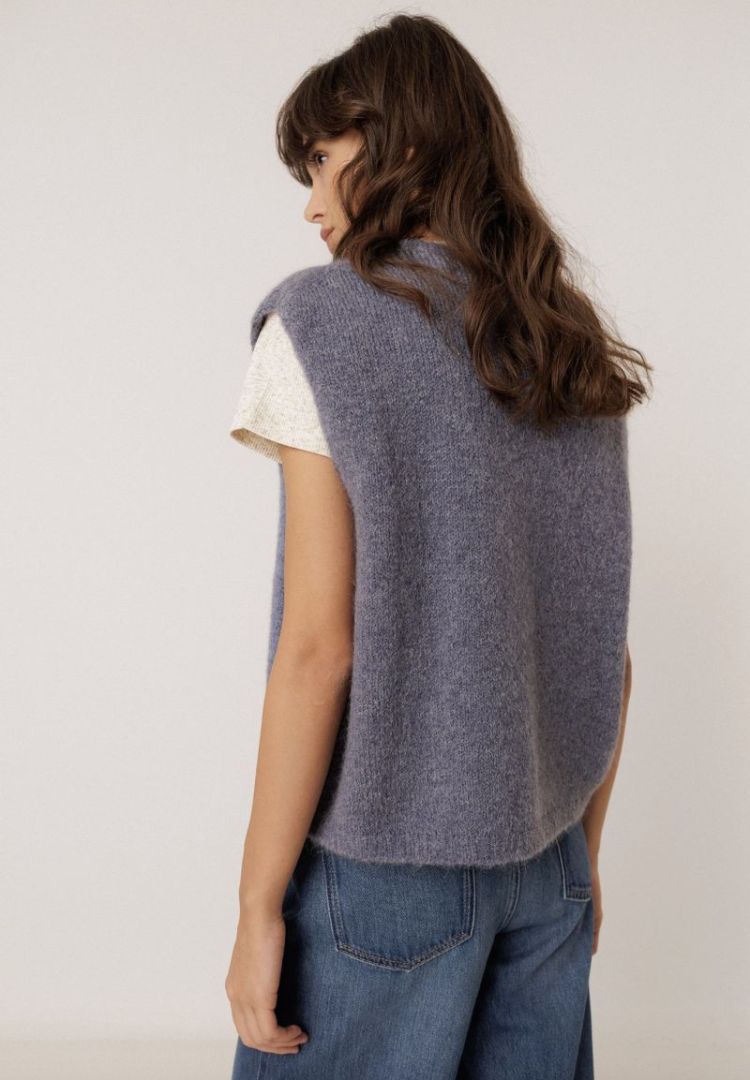 Boxy vest with mohair Ocean